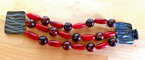 Pretty vintage runway statement Kate Hines bronze tone 3 strands bracelet - Picture 1 of 3