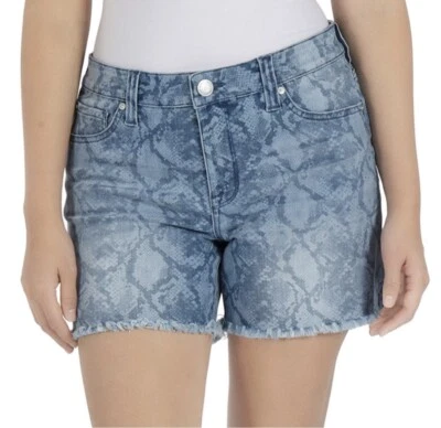 Seven7 Weekend Denim Short, Fray Hem Python Indigo, Size 4  (MY3324SL) 5” Ins - Image 1 of 4