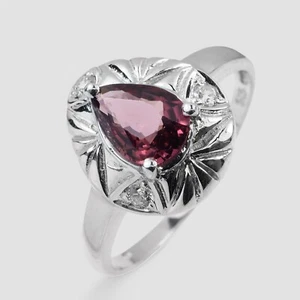 Anillos de turmalina púrpura fucsia chapados en oro blanco de plata de ley 925 de 1,25 quilates - Imagen 1 de 8