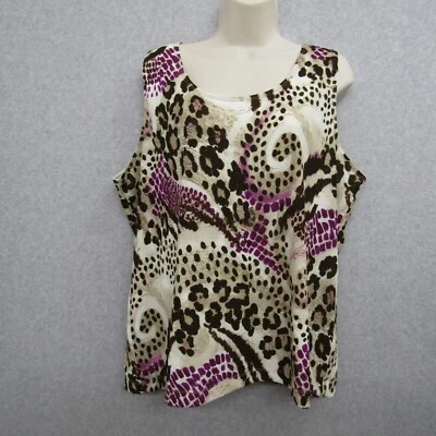 Brown Puple Shirt Blouse Womens Size 3 Sleeveless Pullover Casual Preppy Chic - Image 1 of 4