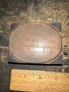 Vintage Printing Block “ Old Hotel, People “ Great Image! Copper Face - Picture 1 of 16