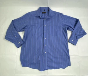 Donald Trump Men’s Blue Stripe L/S Button Up Shirt Size 16.5, 32/33, 100% Cotton - Picture 1 of 8