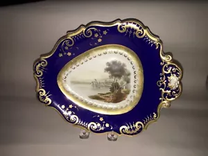 Staffordshire Porzellan bemaltes Tablett Schloss Chillon am Genfer See 1840’er - Bild 1 von 7