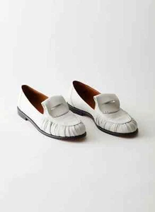 TIBI Steve Leather Loafer White Flats Low Heel Penny Classic Nappa WOF 37.5 - Picture 1 of 13