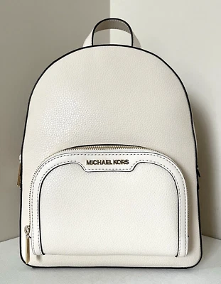 Nova Mochila Michael Kors Jaycee Média Couro Pebbled Creme Claro - Imagem 1 de 4
