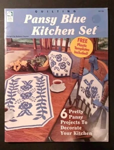 Quilting Pansy Blue Kitchen Set House of White Birches 141156 W/Uncut Templates - Picture 1 of 3