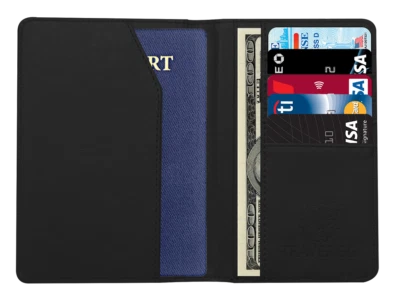 Porta pasaporte de cuero sintético TraverGo, negro TR1240BK Foto 1 de 2