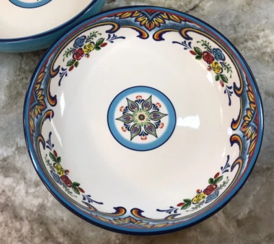 Large Pasta Bowls Colorful Zanzibar Medallion Set Of 2 Euro Ceramica. New - Image 1 of 4