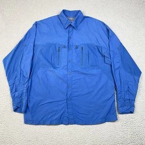 Simms Fishing Men's Size L Blue Vented Long Sleeve Button Up Shirt Large ** - Picture 1 of 11