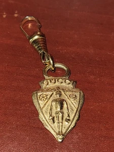 Auténtico Bolso Gucci Vintage Tono Dorado Cresta de Caballero Llavero Dije Cremallera Tirador - Imagen 1 de 1
