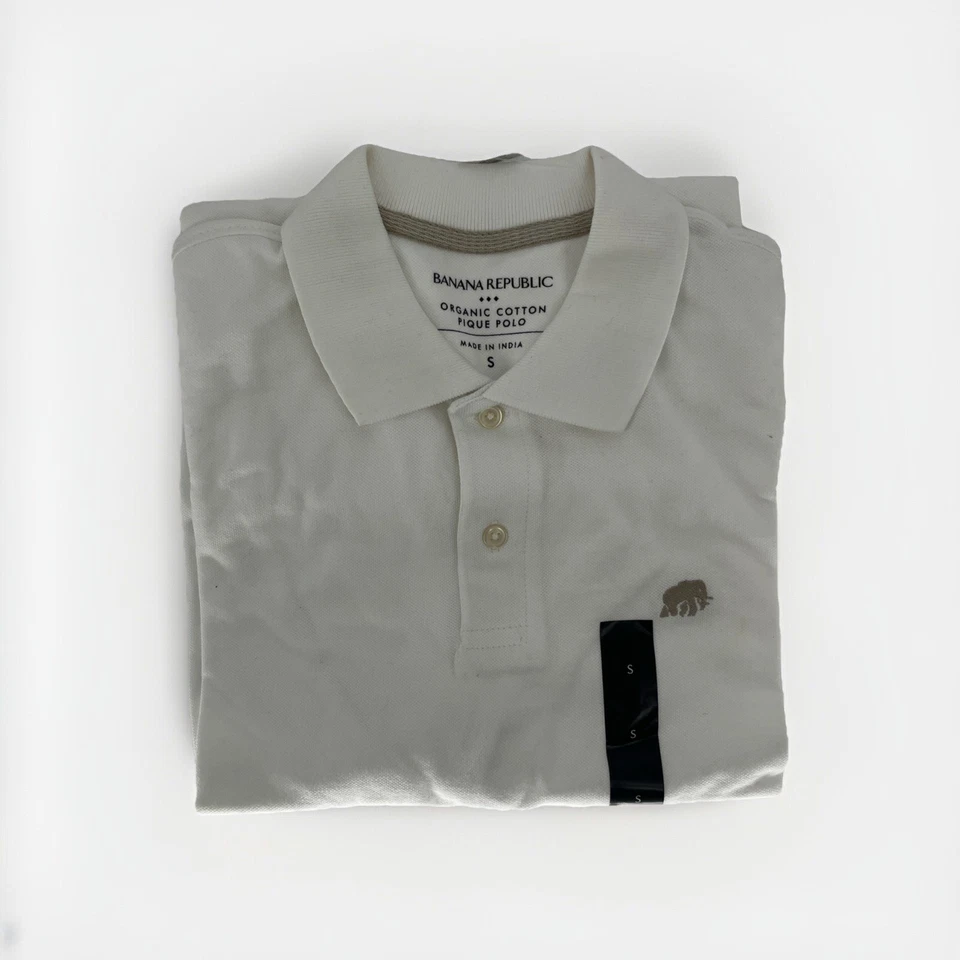 Banana Republic 男式 Polo 衫大象标志纯色白色 S 码全新 — 第 1/1 张图片