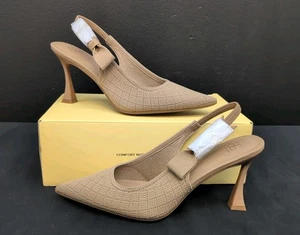 Cosy Island EverLush Bowknot Pointed Toe Women's Slingback Sandals US 10 Apricot - Picture 1 of 14