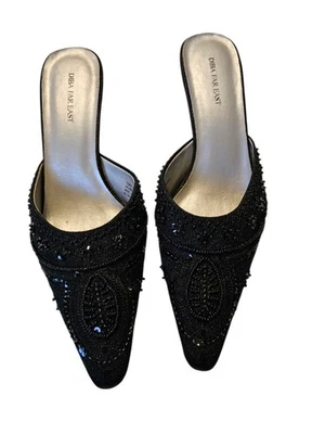 Tacones de gatito vintage Y2K Diba Far East retro adornados talla 8 mulas sin cordones Foto 1 de 4