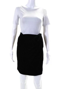 Theory Womens Polka Dot Velvet Mini Wrap Pencil Skirt Black Size 8 - Picture 1 of 4