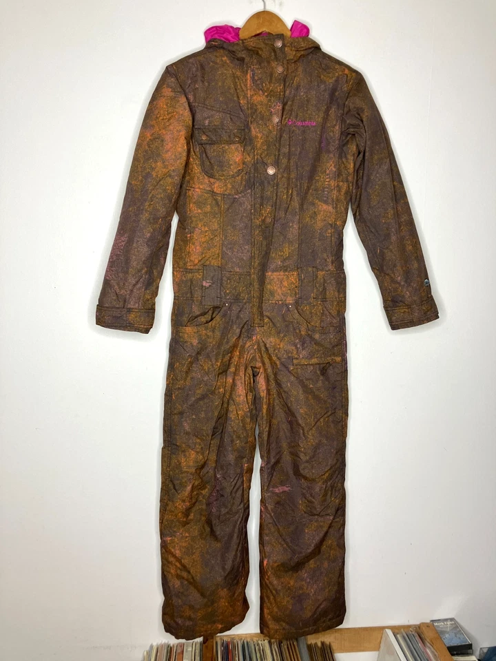 Columbia Traje de Nieve Juvenil 18/20 Camuflaje Galaxy Naranja Omni Tech Con Capucha Una Pieza Esquí Foto 1 de 4