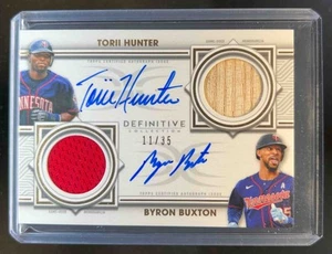 2023 Topps Definitive Torii Hunter Byron Buxton Dual Bat Jersey Auto #11/35 - Picture 1 of 2