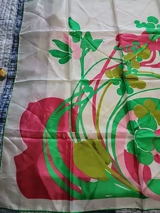 Bufanda de Rayón Vintage Hecha en Japón 30" Cuadrada Wpl 13407 Rosa Caliente Verde Borde Enrollado - Imagen 1 de 5