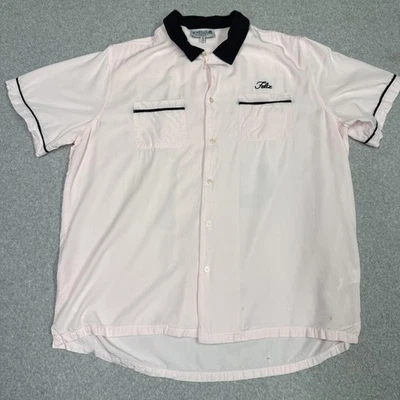 Felix The Cat Shirt Mens XL Pink Black Bowling Camp Button Up Back Graphic Trim - Image 1 of 4