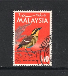 M214 Malaysia - National Issues 1965 SG27 $10 Blue-tailed Pitta. FU Cat £13 - Picture 1 of 1