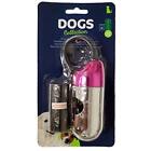 Pink and Silver Dog Poop Waste Bag Holder Dispenser with Leash Clip and 1 Roll