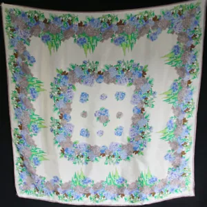 Sciarpa di seta vintage OSCAR DE LA RENTA stampa floreale blu/verde   - Foto 1 di 4