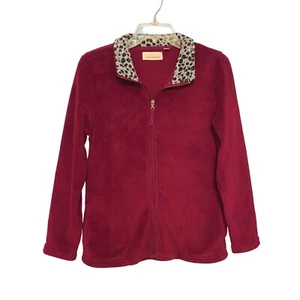 Chaqueta polar Stan Herman con cremallera borgoña con cuello estampado animal para mujer pequeña - Imagen 1 de 8