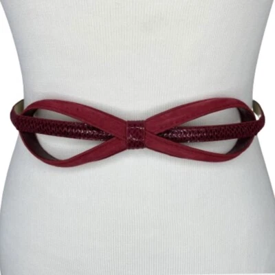 "Cinturón ajustado rojo gamuza cuero pajarita S pequeño 27"" - 31"" cinturón de moda" Foto 1 de 4