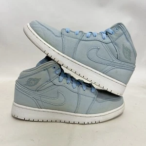 Nike Air Jordan 1 Mid Retro BG “Easter Blue” 554725-425 7Y/Women’s 8.5 Worn - Picture 1 of 11