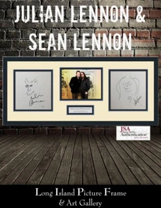 Julian Lennon and Sean Lennon Signed Self-Portrait Art Custom Framed JSA - Picture 1 of 10