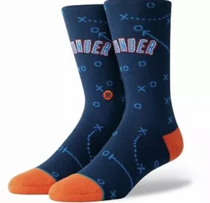 Stance NBA Oklahoma City Thunder Playbook Logo Crew Height Socks Mens Medium NWT - Picture 1 of 5