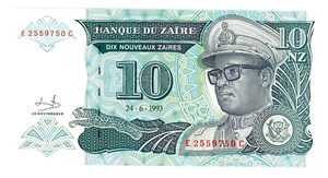 Zaire ... P-54 ... 10 Nouveaux Zaire ... 1993 ... *UNC*🤩 - Bild 1 von 2