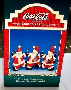 Coca-Cola Christmas Village `1999`Coca-Cola Santa Screen Set Of 3 Santa's- MINT - Picture 1 of 11