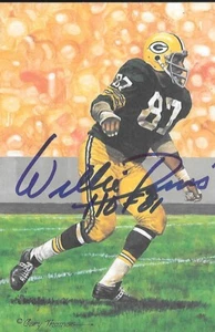 WILLIE DAVIS SIGNED GOAL LINE ART CARD GLAC HOF 81 INSCRIBED GREEN BAY PACKERS - Picture 1 of 2
