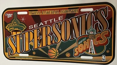 Seattle Supersonics Vintage Plastic License Plate WinCraft Set Of 2          C   - Image 1 of 2