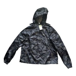 Mens pocket Packable Camouflage Pullover jacket windbreaker Hood Half-Zip Medium - Picture 1 of 4