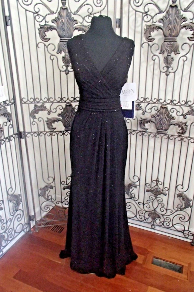 V979W CAMERON BLAKE 116658 TALLA 8 NEGRO $480 #3714 V12 VESTIDO FORMAL NEGRO CORBATA Foto 1 de 4