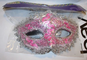 NEW Pink SILVER ADULT Masquerade Mardi Gras Party Mask HALLOWEEN COSTUME CLUB - Picture 1 of 2