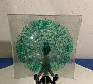 Anactacia Glass Fused Plate Green Made in Greece - Picture 1 of 12