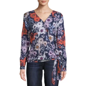 St. John's Bay V Neck Long Sleeve Wrap Shirt Size S New Msrp $37.00  - Picture 1 of 3