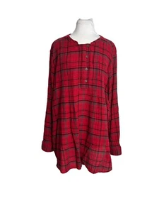 Holding Horses Womens Size Large Tunic Top Shirt Red Plaid Tab Sleeve - Picture 1 of 9
