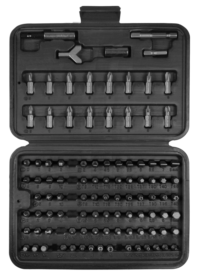 SW-Stahl 100 tlg Bitsortiment Bit T- Profil Sechskant Vielzahn Schlitz Kreuz - Bild 1 von 1