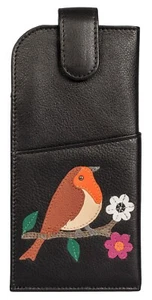 Robin Bird Glasses case by Mala Leather 5150 97 soft leather wide tab top ladies - Picture 1 of 13