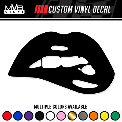 Lip Bite Lipstick Vinyl Decal Sticker | Sexy Seductive Lip Gloss Vampire Goth - Image 1 of 3