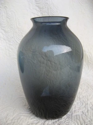 VLG WEISSWASSER WMF WAGENFELD ? GLAS VASE STAHLBLAU ART DECO 50s - Bild 1 von 4