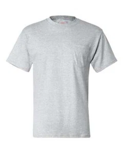 Hanes Mens Pocket T-Shirt 100% Heavy Cotton 6.1 oz Beefy Tee S-XL 5190P - Picture 1 of 13