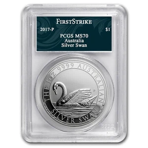 2017 Australia 1 oz Silver Swan MS-70 PCGS (FS, Swan Label) - Picture 1 of 3