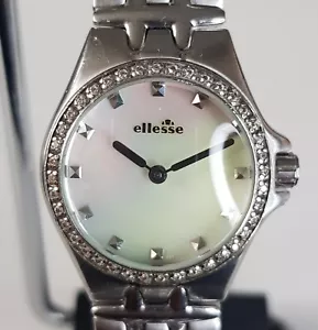 1990s Ellesse Watch Ladies Mother Of Pearl Dial Gem Stones 316L Stainless Steel - Picture 1 of 12