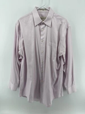 Pronto Uomo Mens Non Iron Long Sleeve Dress Shirt Size 16 32/33 Large Pink - Image 1 of 4