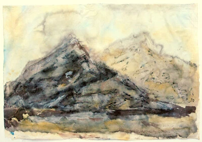 Gerhard Elsner 1930-2017 Alpenlandschaft Berge Aquarell Großformat 2011 Alpen - Bild 1 von 4