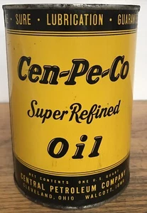 Vintage Cen-Pe-Co ein Quart Vollmotor Metall Öl Dose - Bild 1 von 4